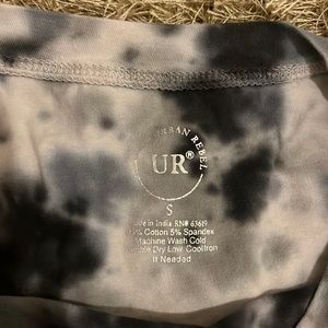 urban rebel small womens tee shirts black and tie dye blue black and white